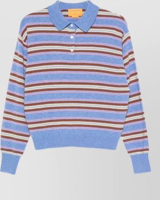 Guest In Residence striped cashmere long-sleeve polo sweater