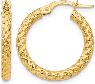 Diamond2Deal 10K Yellow Gold Round Shape Hoop Earrings