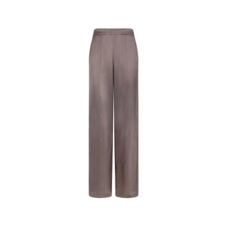 Emporio Armani Wide Trousers, female, Brown, Size: XS Twill Viscose Wide Trousers