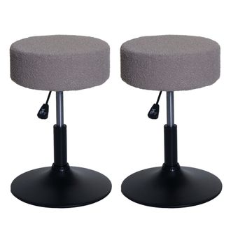 Hhg Hhg - Nunca Usado] Lote De 2 Taburetes 888, Taburete De Maquillaje, Altura Regulable Giratorio &Oslash; 37cm Tejido Boucl&eacute; 450g/m&sup2; Mvg, Topo