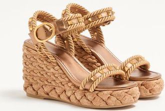 Valentino Garavani Sandalo Zeppa Rockstud In Vitello Laminato 100Mm Donna ORO 35