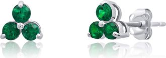 MAX + STONE 14k White or Yellow Gold Small Gemstone Trio Round Stud Earrings