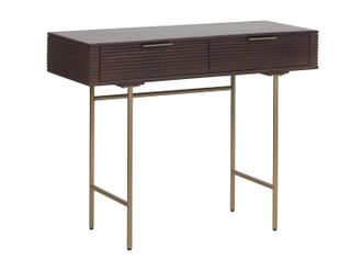Vente-Unique Consola con 2 cajones de madera de mango y metal dorado - Natural oscuro - SORDANA de Maison C&eacute;phy