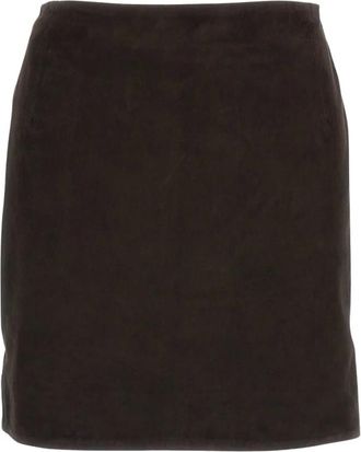 Rotate Suede Mini Skirt - female - ROTATE Birger Christensen - Leather Skirts - Brown - 2XS - Skirts