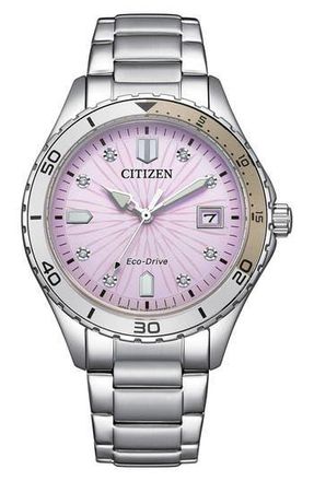Citizen Marine Eco-Drive Bracelet Watch, 37mm in Silver/Lilac at Nordstrom Rack