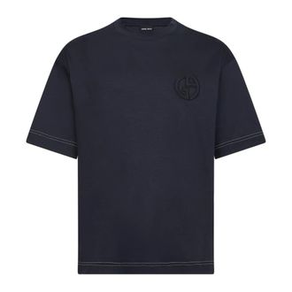 Giorgio Armani T-Shirts, male, Blue, Size: 2XL Cotton Interlock Denim Collection T-Shirt