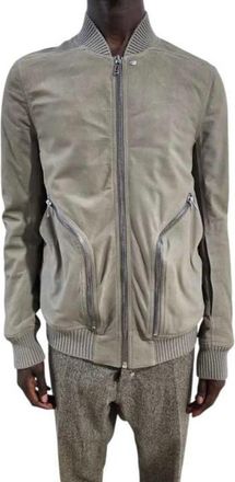 Rick Owens Heizer Flight Jacket - Heren - Bomber jackets - Grijs - XL - Leer - Jassen