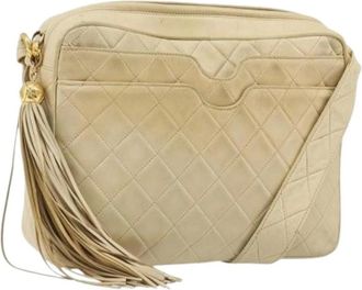 Chanel Pre-owned Cross Body Bags, female, Beige, Size: ONE SIZE Pre-owned Leather Cross Body Bag