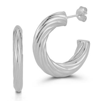 Glaze Jewelry Sterling Silver Thin Twist Hoops