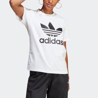 adidas T-Shirt ADIDAS ORIGINALS ADICOLOR CLASSICS TREFOIL, Damen, Gr. XS, weiss (wei&szlig;), Obermaterial: 93% Baumwolle, 7% Elasthan, Rundhals, Shirts T-Shirt, K