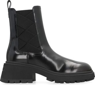 Jimmy Choo London Louri Combat Flat - Dames - Chelseaboots - Zwart - 40 EU - Leer - Schoenen