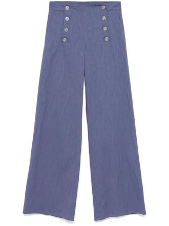 Etro jacquard trousers - women - Cotton/Elastane - 40 - Blue
