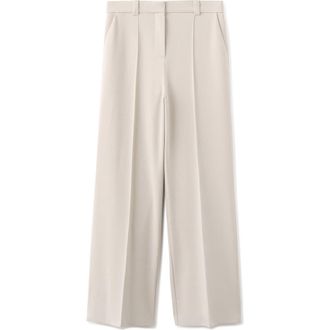 Mango Pleated Straight Leg Pants in Ivory White at Nordstrom, Size 10