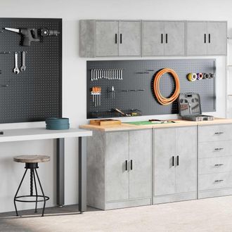 Berkfield Home Garage Cabinets 2 pcs Concrete Grey Engineered Wood