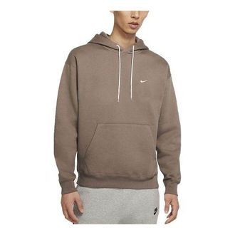 Nike Mens Nike Logo Embroidered Solid Color Fleece Lined Casual Pullover Brown DA0316-040
