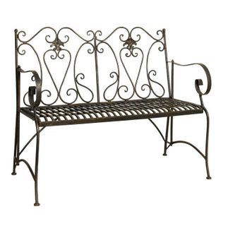 Biscottini International Panchina da esterno in ferro 113x58x94 cm Divanetto da giardino Bronzato Panca in metallo Sedia 2 posti ingresso interno ghisa