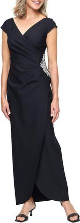 Alex Evenings Embellished Pleated Gown in Black at Nordstrom, Size 14