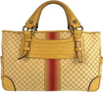 Celine Yellow Canvas Leather Handbag Tote Bag (Pre-Owned)