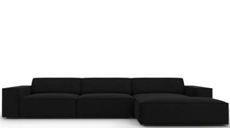 BLOOMINGLOFT 4-Sitzer Design Ecksofa Jodie mit Chaiselongue rechts - Samtbezug