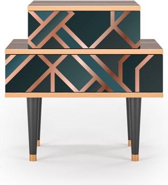 StoryZ Mesita de noche azul-verde 2 cajones L 58 cm