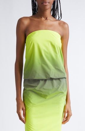 Alexander Wang Gradient Reflective Strapless Bubble Top in Silver/Yellow at Nordstrom, Size 10