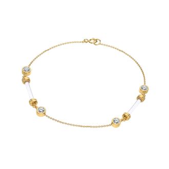 Gold & Honey Womens Ultra Dainty Bar And Cz Lucite Bracelet In Gold