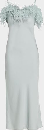 A.L.C. Odette Feather-Trim Satin Slip Dress