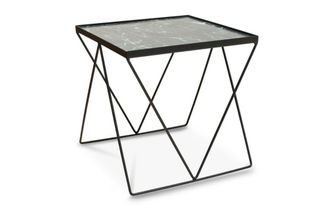 PIB Mesa auxiliar de metal negro y m&aacute;rmol verde