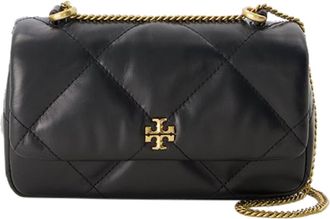 Tory Burch Kira Diamant Quilt Mini Flap Tas - Tory Burch - Leer - Zwart