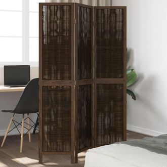 vidaXL Vidaxl - Biombo Separador De 3 Paneles Madera Paulownia Marr&oacute;n Oscuro