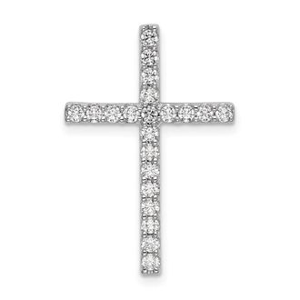 Diamond2Deal 10K White Gold Lab Grown Diamond Cross Pendant (0.52ct, VS, G-H)
