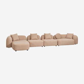 Sklum Sof&aacute; Modular Chaise Longue Izquierdo De 4 Piezas En Chenilla Coco Sklum