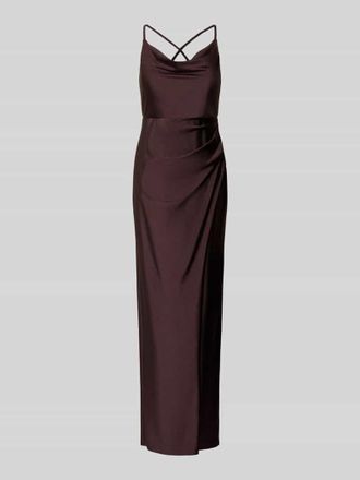 Vera Mont Regular Fit Abendkleid mit Raffungen in Mittelbraun, Gr&ouml;&szlig;e 32