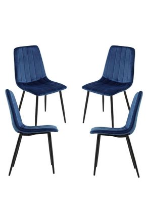 Regalos Miguel Packs Sillas Comedor - Pack 4 Sillas Liny Terciopelo - Azul