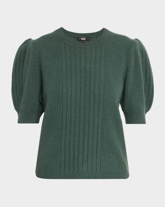 Paige Kato Cashmere Puff-Sleeve Top