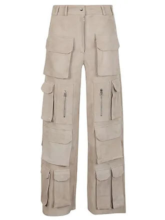 FERMAS Womens Suede Cargo Trousers