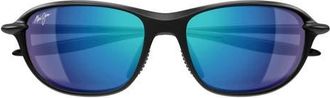Maui Jim 62mm PolarizedPlus2 Oval Sunglasses in Black /Dark Blue at Nordstrom
