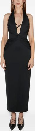 Misbhv deep neck gathering midnight dress - Black