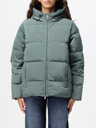 K-Way Quilted Short Down Jacket with Hood and Fur Lining