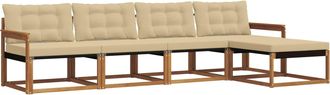 vidaXL Conjunto De Sof&aacute;s De Exterior 5 Uds. Natural Y Beige Vidaxl