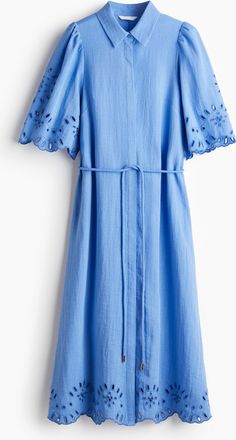 H&M Blusenkleid mit Broderie Anglaise - Blue