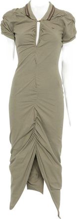 Vivienne Westwood Fitted Green Midi Dress With Ruched Detailing And Polo Collar