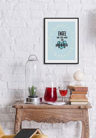 Queence Bild »ENGEL OHNE FLÜGEL NENNT MAN MAMA« Engel Liebessprüche Schriftzug Sprüche & Texte 1 Stk. tlg. HD Premium Poster-Druck inkl. Holzrahmen