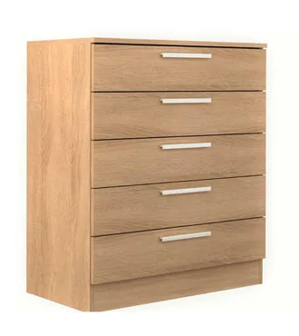 Home Heavenly Home Heavenly - C&oacute;moda De 5 Cajones Cube, De Madera Aglomerada, Sistema De Apertura Con Bisagras, Tiradores Rectos Acabado Mate Color: Roble