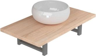 vidaXL Two Piece Bathroom Furniture Set Ceramic Oak vidaXL