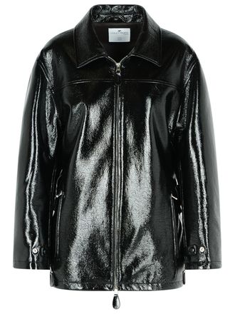 Courr&egrave;ges Courreves Vinyl schwarze Baumwollmischjacke