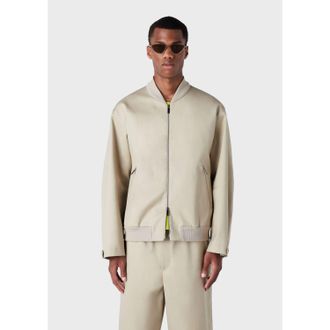 Emporio Armani Mens Bomber Jacket in Beige Cotton - Size X-Small
