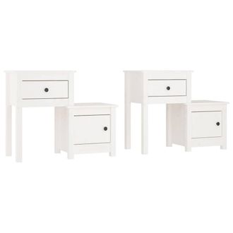 Berkfield Home Bedside Cabinet 2 pcs White 79.5x38x65.5 cm Solid Wood Pine