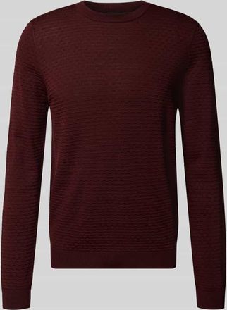 Antony Morato Slim Fit Pullover aus Viskose-Mix mit Strukturmuster in Bordeaux, Größe XL