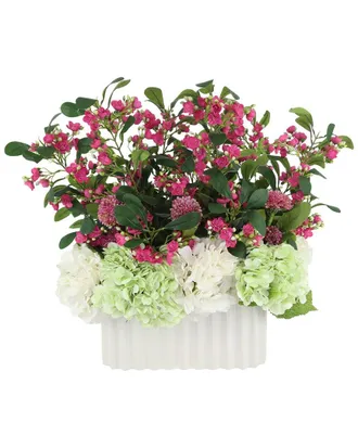 Creative Displays Inc. Handmade Faux Hydrangeas & Dahlias In Pleated Vase